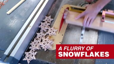 Wooden Snowflakes on a Table Saw