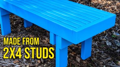 This springtime garden bench is easy to make with basic power tools